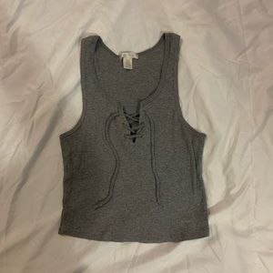 Gray crop top tank top